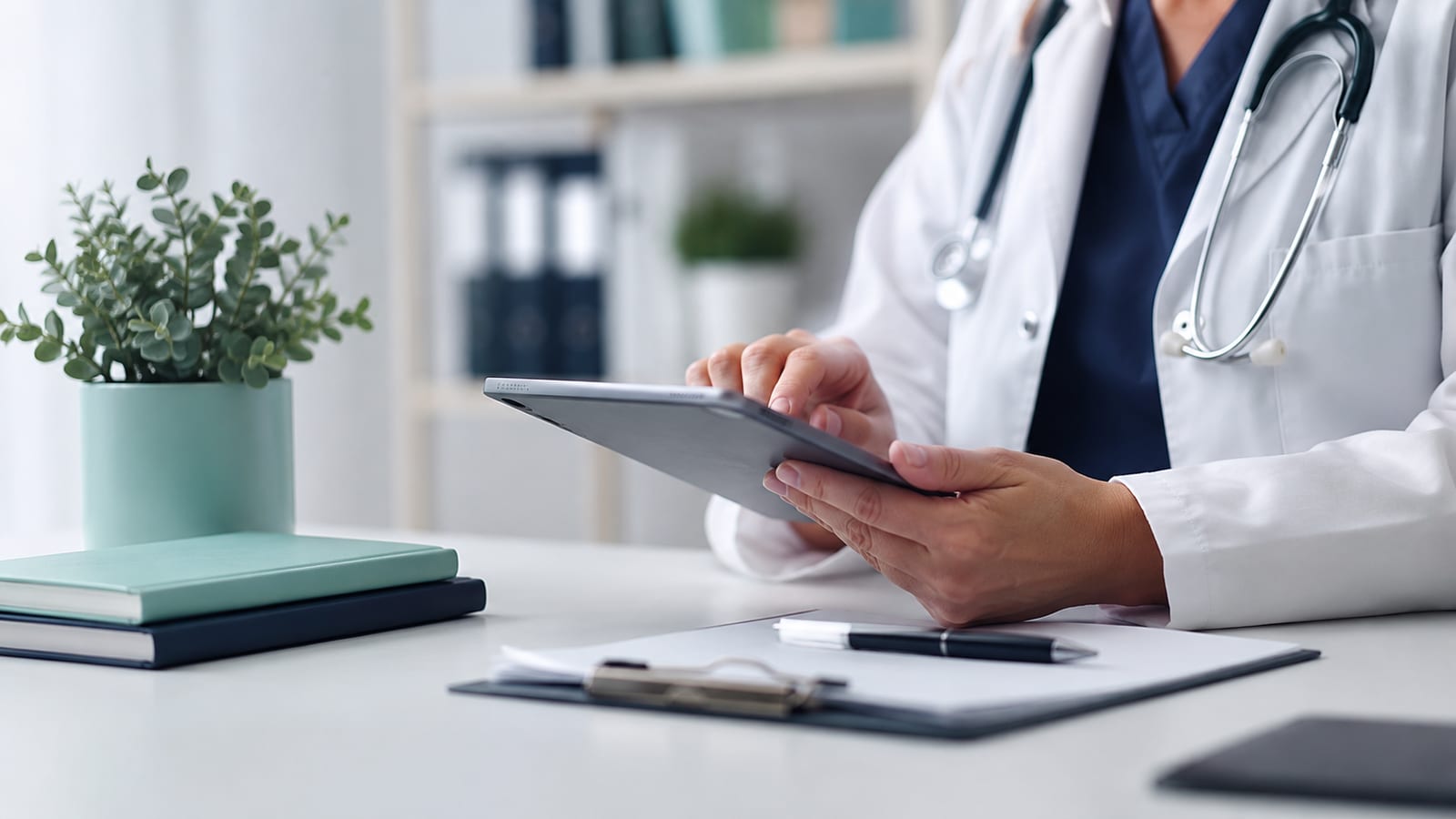 A clinician reviewing a lung transplant cost estimate on a tablet during a patient consultation - planning the financial journey before treatment