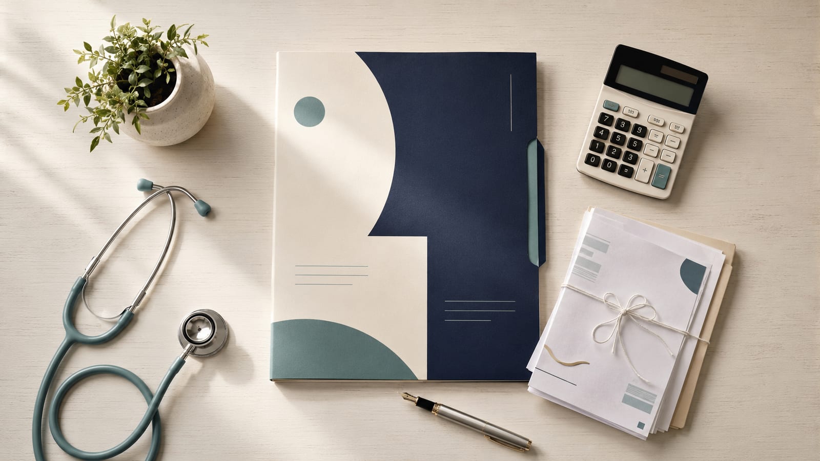 A person writing in a financial planning notebook alongside organised medical documents and a calculator - the week-by-week lung transplant financing action plan for Indian families before transplant listing
