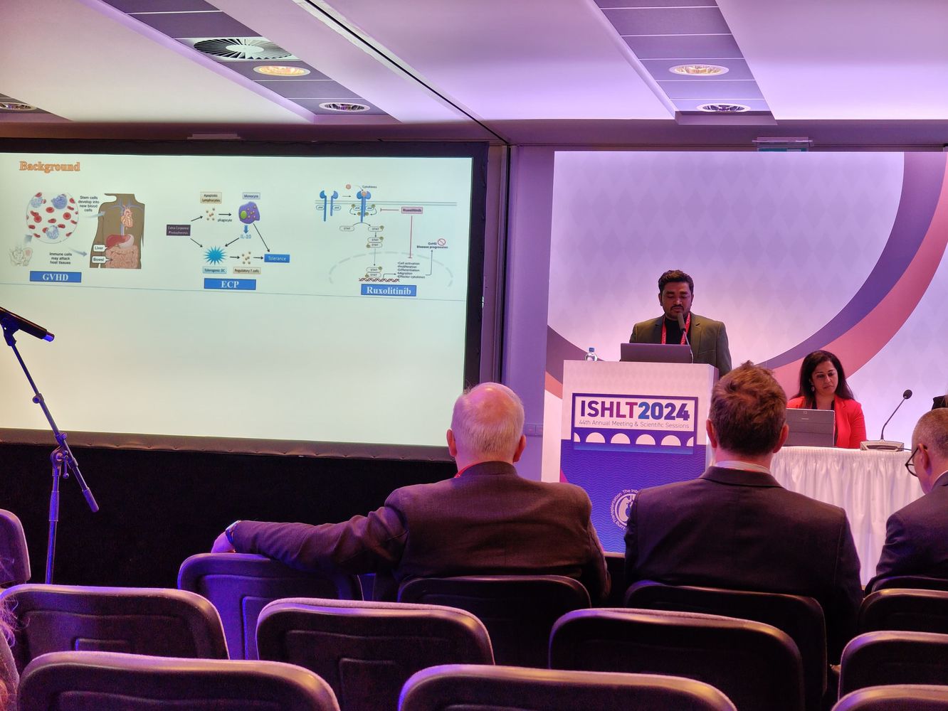 Dr Manjunath M N speaking at the ISHLT 2024 conference in Prague